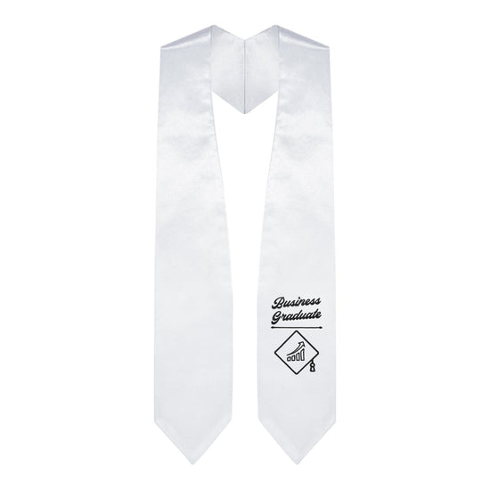 White Business Graduate Stole/Sash with Classic Tips by Wholesale Grad Supply