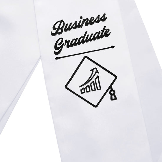 White Business Graduate Stole/Sash with Classic Tips by Wholesale Grad Supply