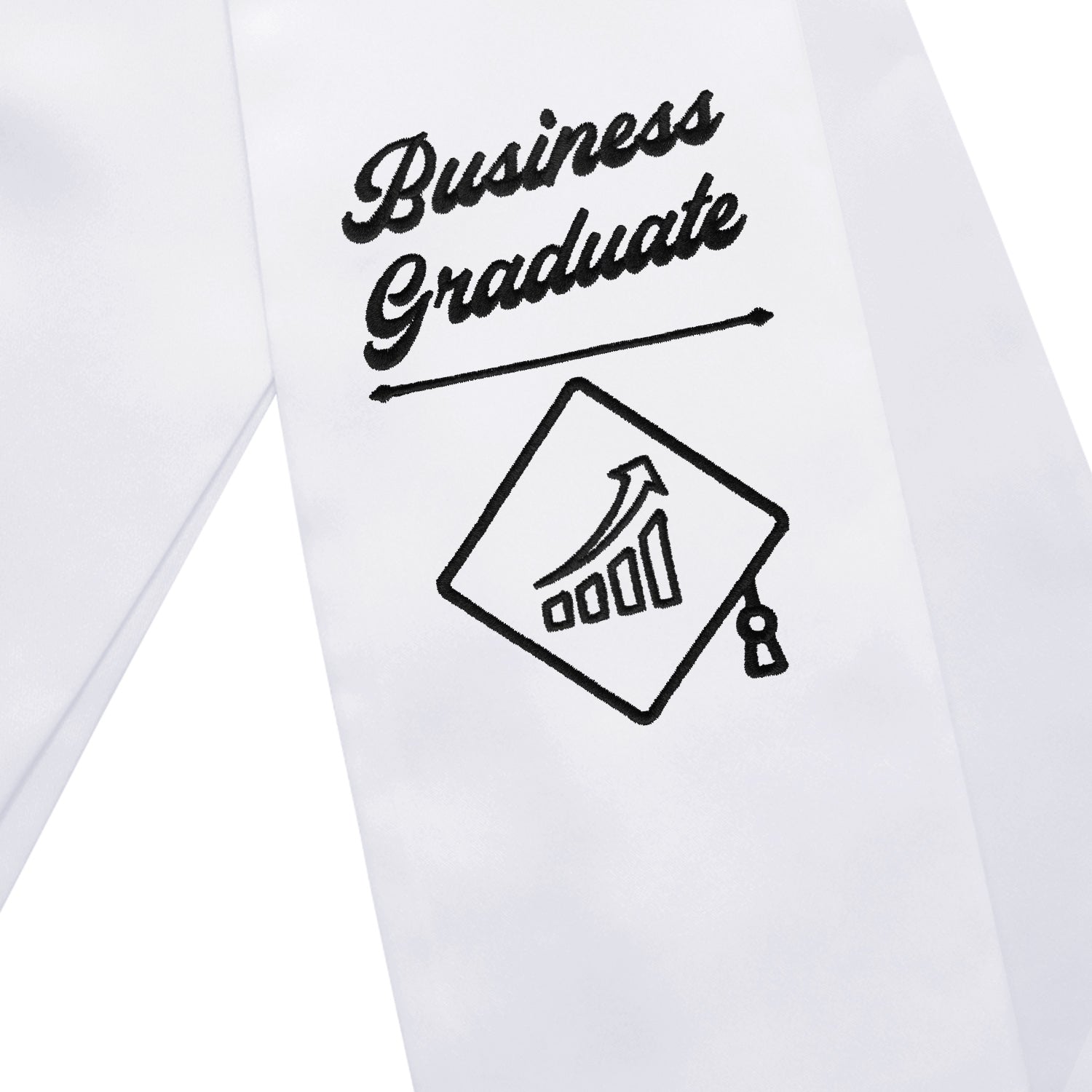 White Business Graduate Stole/Sash with Classic Tips by Wholesale Grad Supply