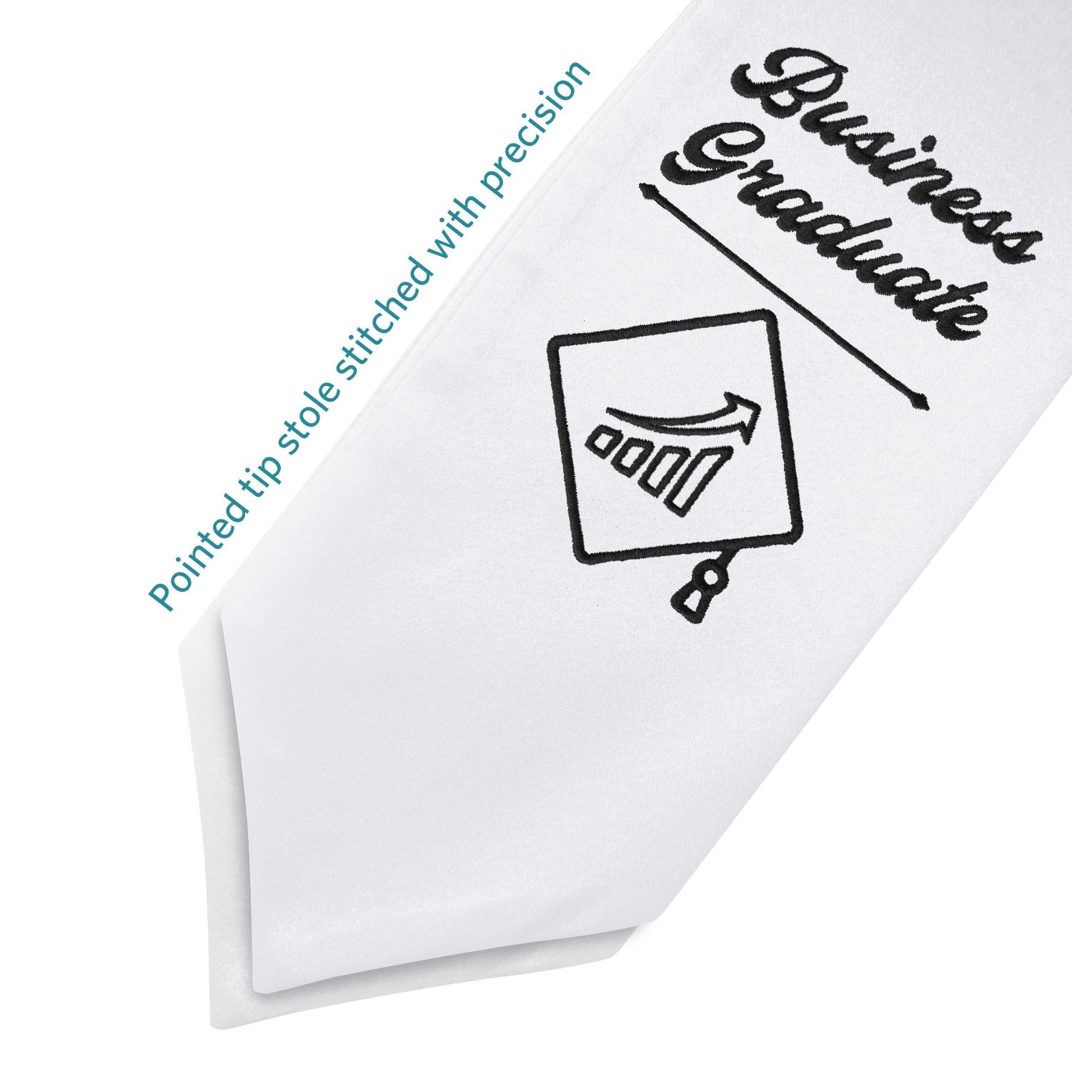 White Business Graduate Stole/Sash with Classic Tips by Wholesale Grad Supply
