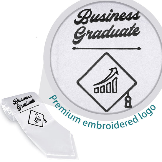 White Business Graduate Stole/Sash with Classic Tips by Wholesale Grad Supply