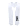 White Class of 2025 Graduation Stole/Sash with Classic Tips by Wholesale Grad Supply