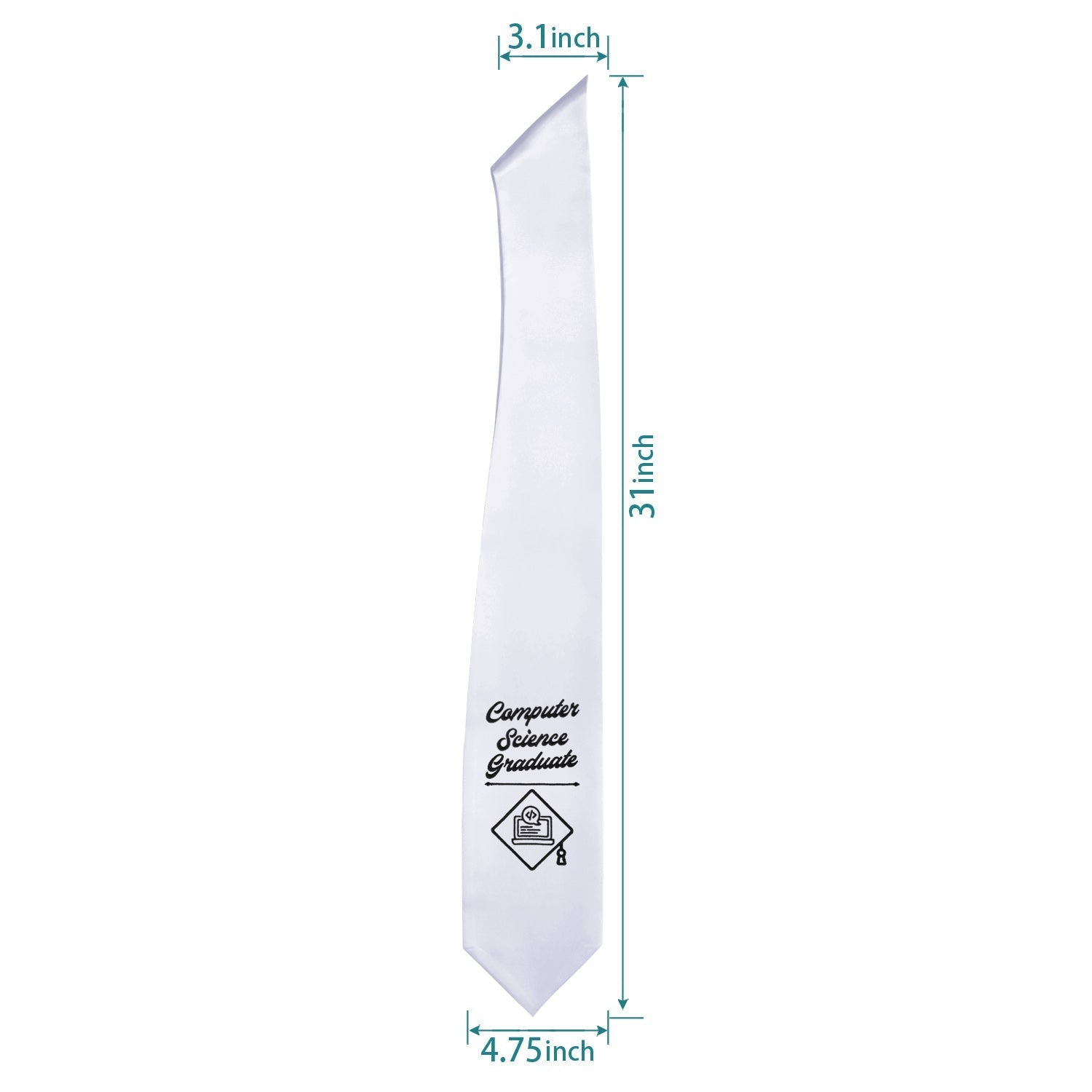 White Computer Science Graduate Stole/Sash with Classic Tips by Wholesale Grad Supply
