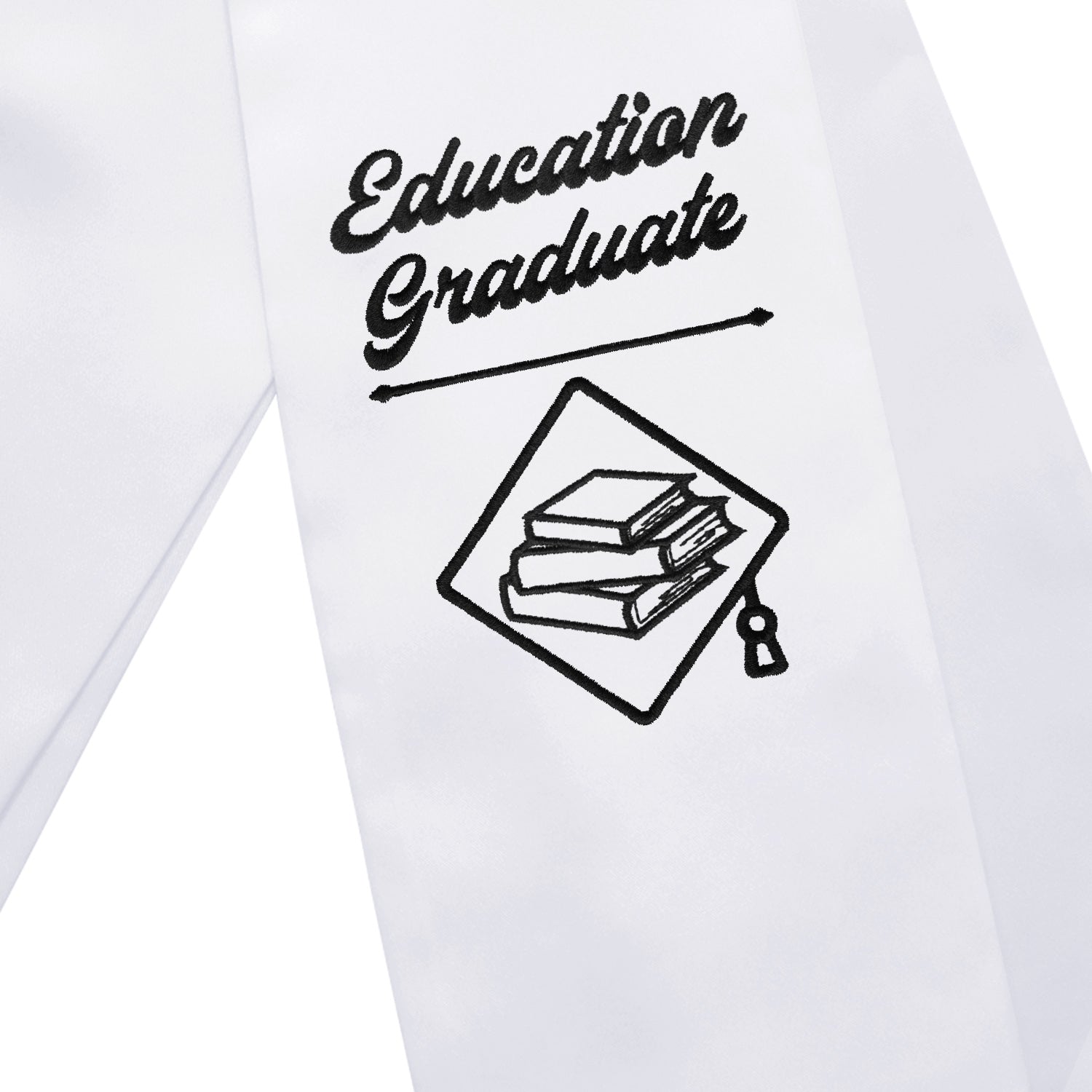 White Education Graduate Stole/Sash with Classic Tips by Wholesale Grad Supply