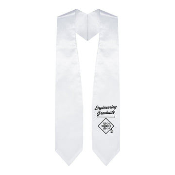 White Engineering Graduate Stole/Sash with Classic Tips by Wholesale Grad Supply