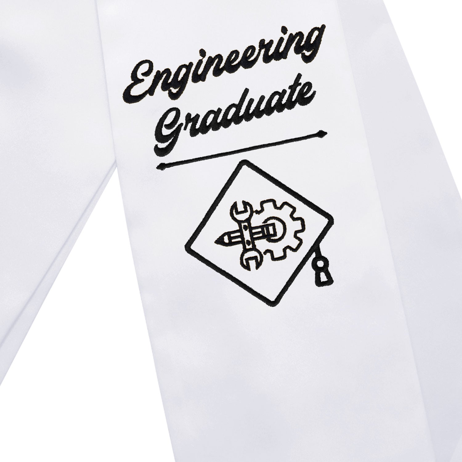 White Engineering Graduate Stole/Sash with Classic Tips by Wholesale Grad Supply