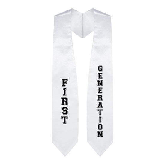 White First Generation Graduate Stole/Sash with Classic Tips by Wholesale Grad Supply