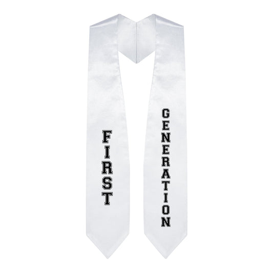 White First Generation Graduate Stole/Sash with Classic Tips by Wholesale Grad Supply