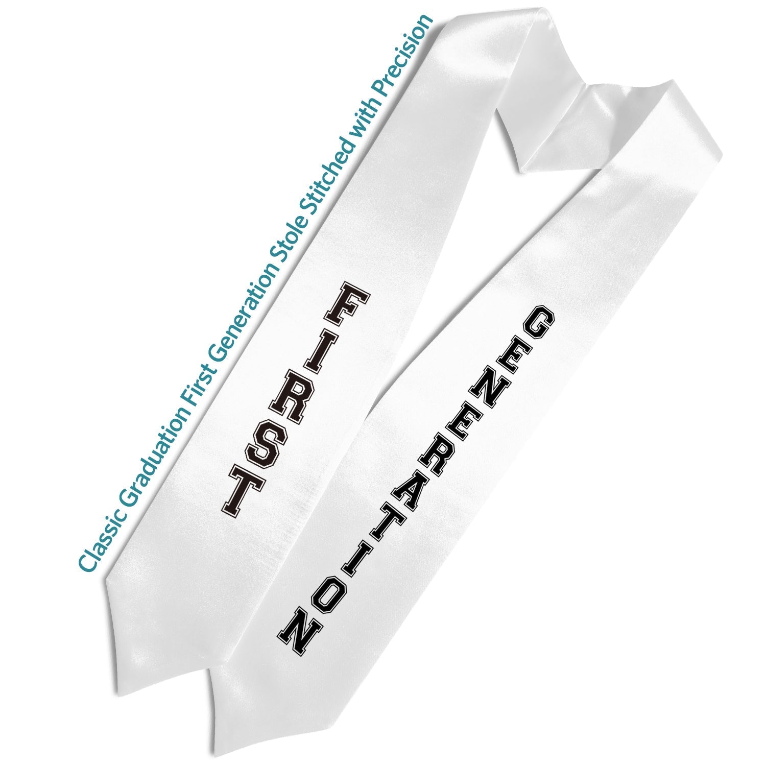 White First Generation Graduate Stole/Sash with Classic Tips by Wholesale Grad Supply