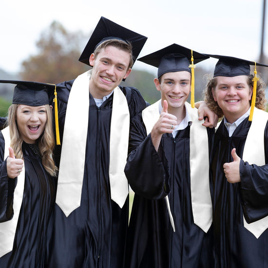 White Graduation Stole by Wholesale Grad Supply