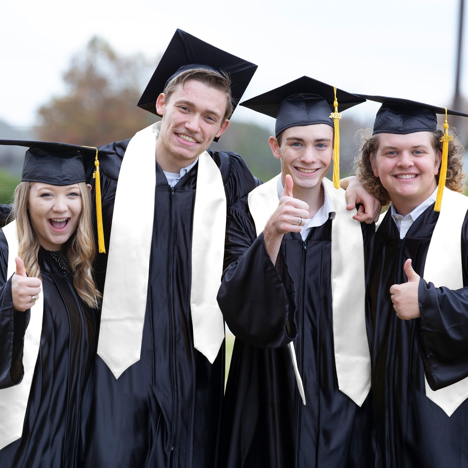 White Graduation Stole by Wholesale Grad Supply