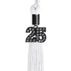 White Graduation Tassel with Black Bling Charm by Wholesale Grad Supply