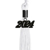 White Graduation Tassel with Black Bling Charm by Wholesale Grad Supply