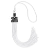 White Graduation Tassel with Black Bling Charm by Wholesale Grad Supply