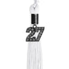 White Graduation Tassel with Black Bling Charm by Wholesale Grad Supply