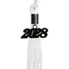 White Graduation Tassel with Black Bling Charm by Wholesale Grad Supply