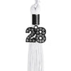White Graduation Tassel with Black Bling Charm by Wholesale Grad Supply