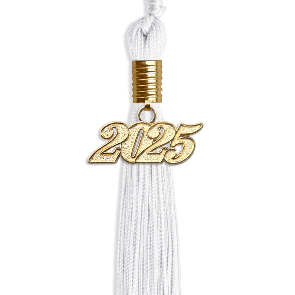 White Graduation Tassel with Gold Bling Charm by Wholesale Grad Supply
