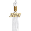 White Graduation Tassel with Gold Bling Charm by Wholesale Grad Supply