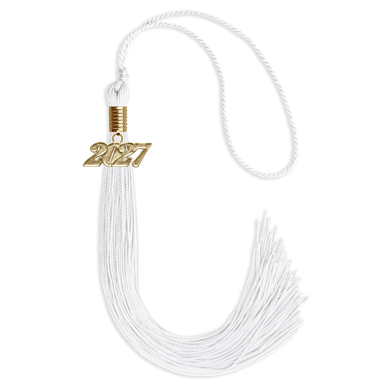 White Graduation Tassel with Gold Bling Charm by Wholesale Grad Supply