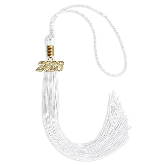 White Graduation Tassel with Gold Bling Charm by Wholesale Grad Supply