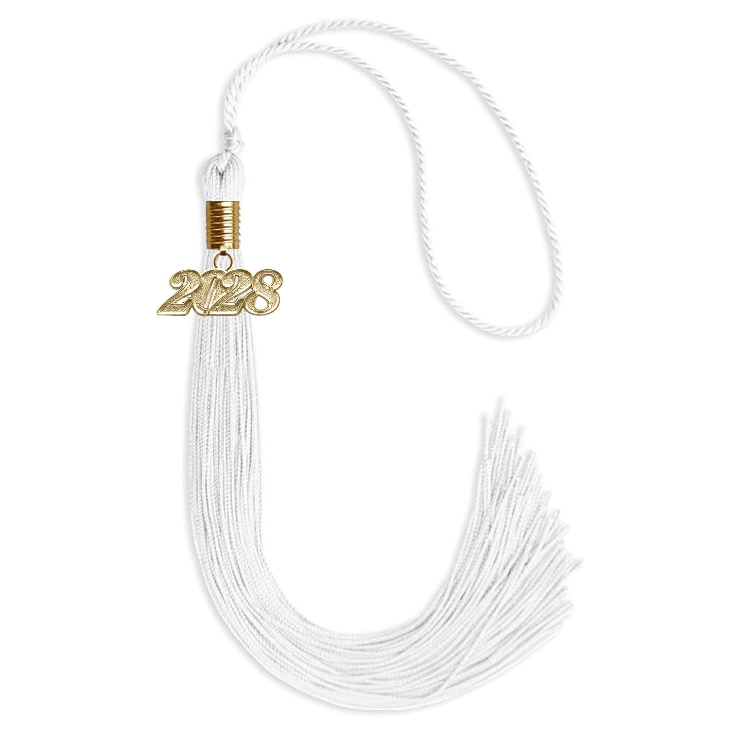 White Graduation Tassel with Gold Bling Charm by Wholesale Grad Supply