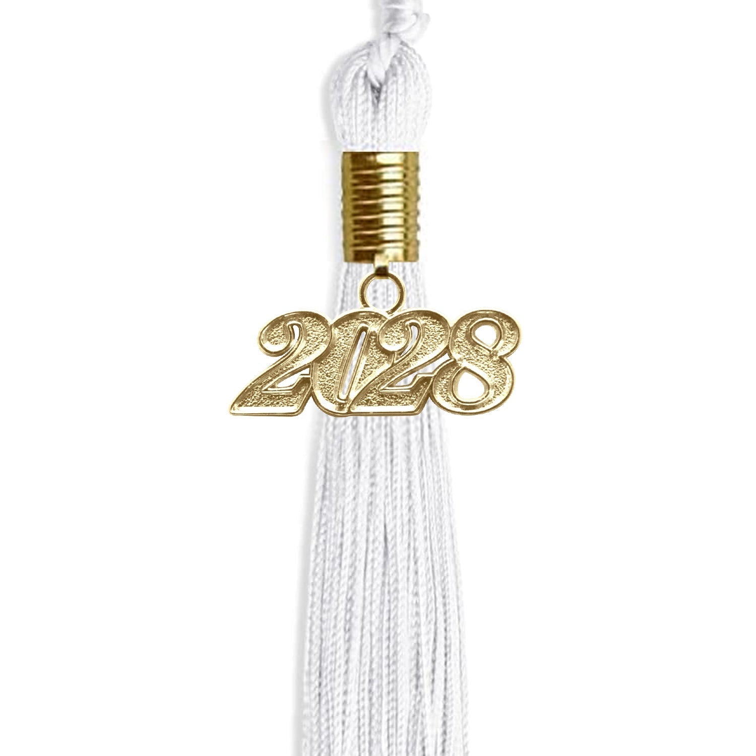 White Graduation Tassel with Gold Bling Charm by Wholesale Grad Supply
