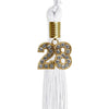 White Graduation Tassel with Gold Bling Charm by Wholesale Grad Supply