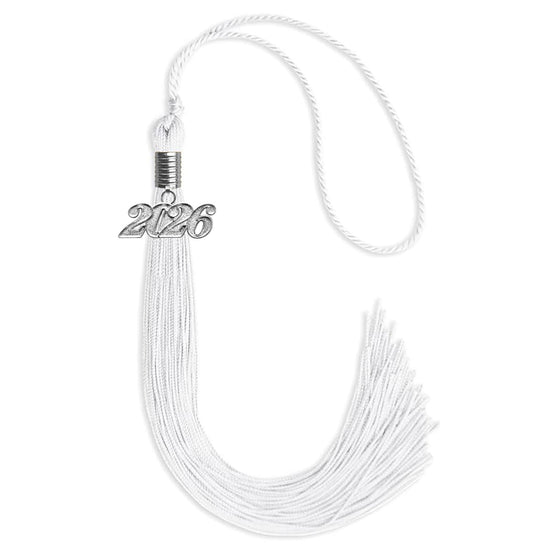 White Graduation Tassel with Silver Bling Charm by Wholesale Grad Supply