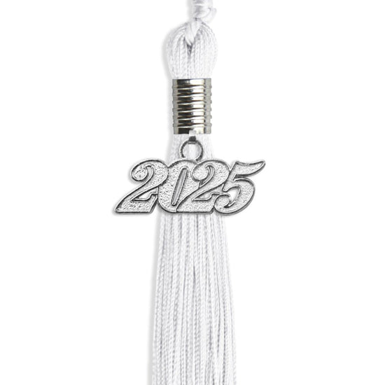 White Graduation Tassel with Silver Bling Charm by Wholesale Grad Supply