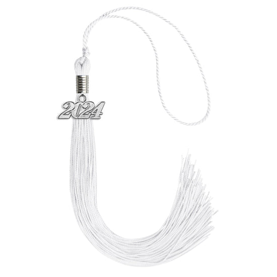 White Graduation Tassel with Silver Bling Charm by Wholesale Grad Supply