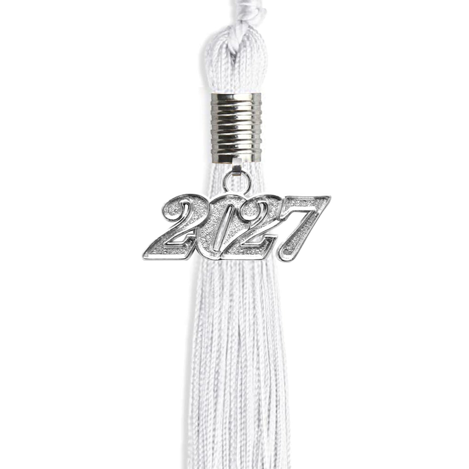 White Graduation Tassel with Silver Bling Charm by Wholesale Grad Supply