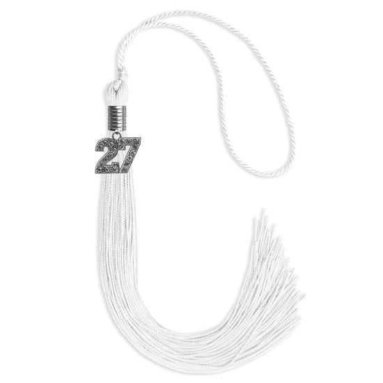 White Graduation Tassel with Silver Bling Charm by Wholesale Grad Supply