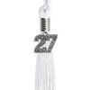 White Graduation Tassel with Silver Bling Charm by Wholesale Grad Supply
