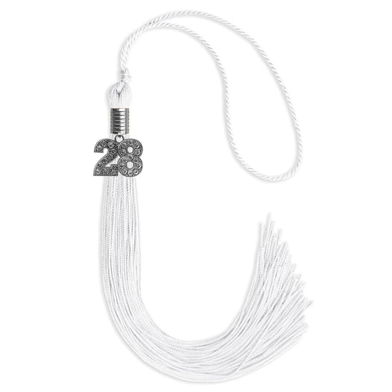White Graduation Tassel with Silver Bling Charm by Wholesale Grad Supply