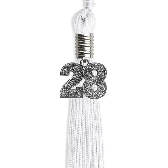 White Graduation Tassel with Silver Bling Charm by Wholesale Grad Supply