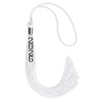 White Graduation Tassel with Silver Stacked Date Drop by Wholesale Grad Supply