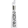 White Graduation Tassel with Silver Stacked Date Drop by Wholesale Grad Supply
