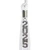 White Graduation Tassel with Silver Stacked Date Drop by Wholesale Grad Supply