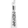 White Graduation Tassel with Silver Stacked Date Drop by Wholesale Grad Supply
