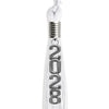White Graduation Tassel with Silver Stacked Date Drop by Wholesale Grad Supply