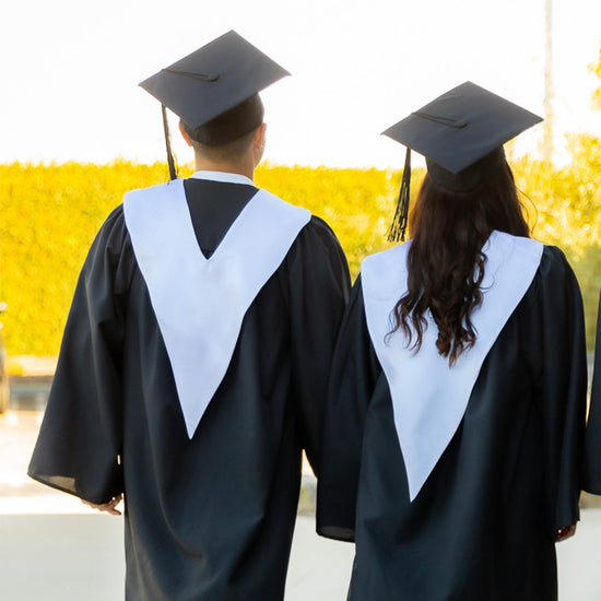 White Graduation V-Stole by Wholesale Grad Supply