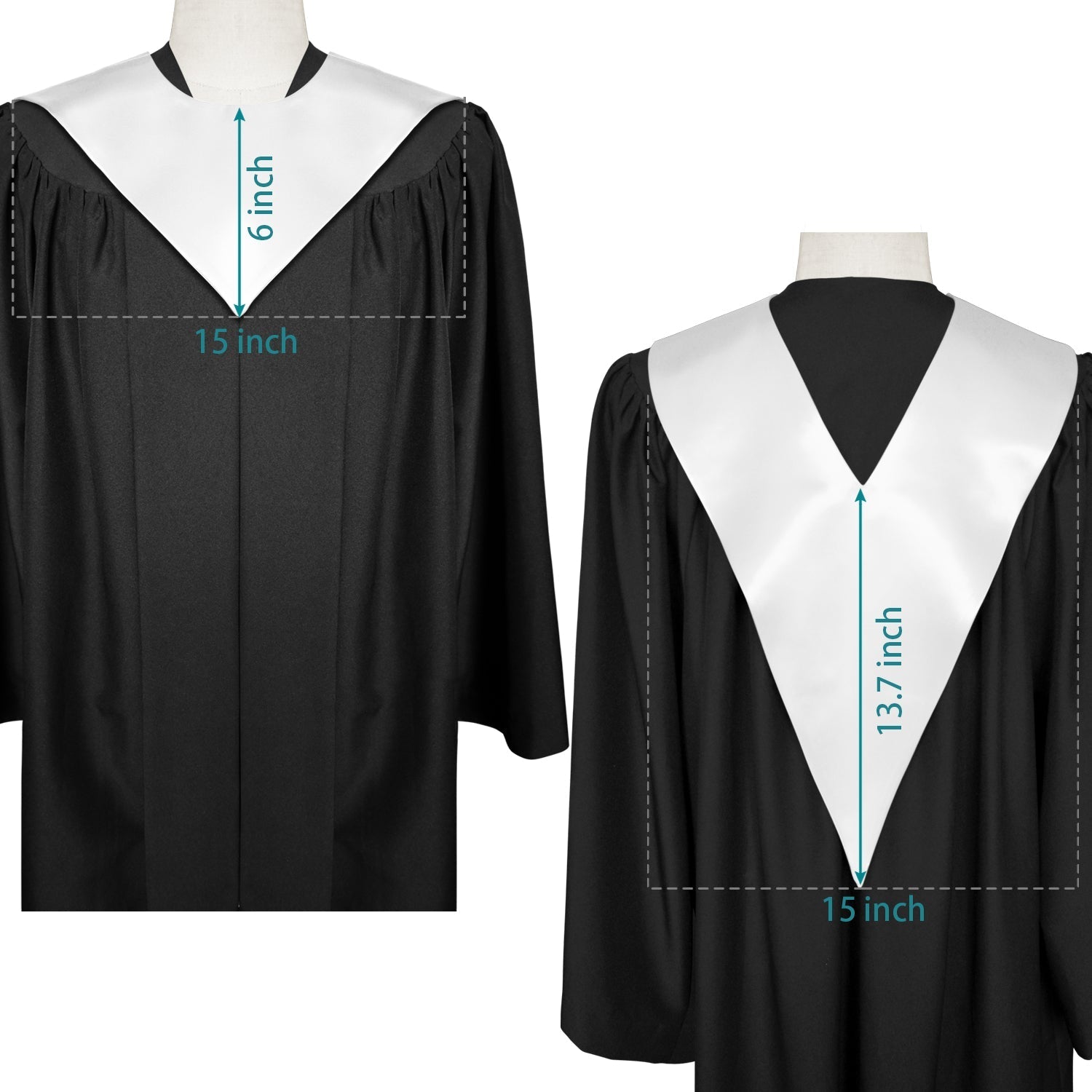 White Graduation V-Stole by Wholesale Grad Supply