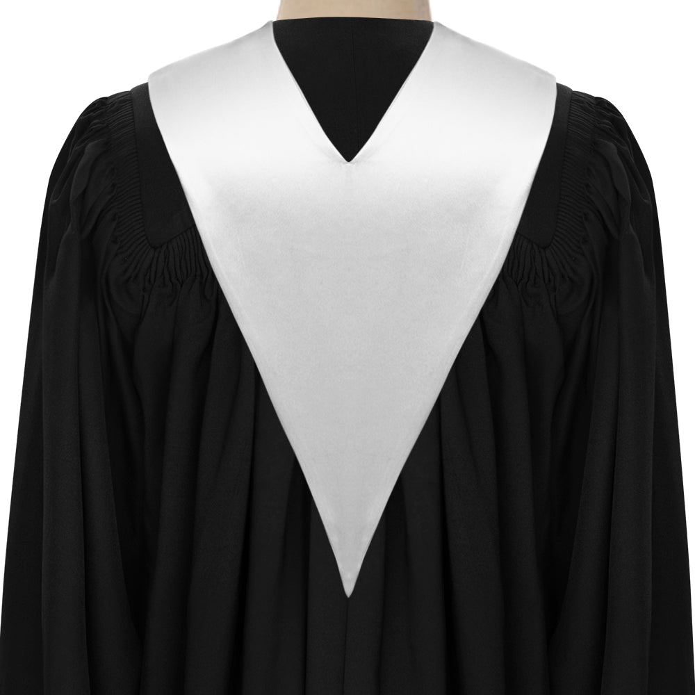 White Graduation V-Stole by Wholesale Grad Supply