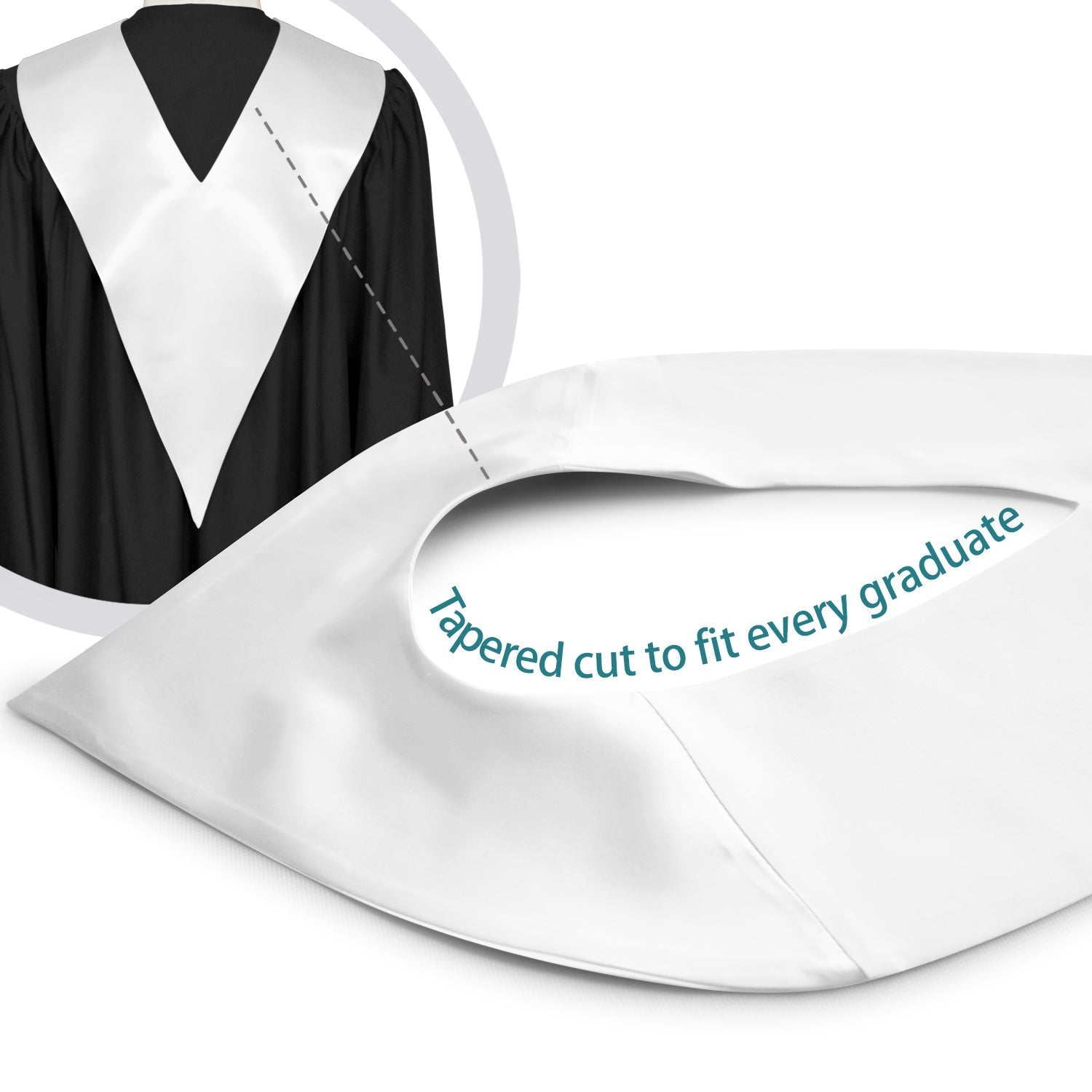 White Graduation V-Stole by Wholesale Grad Supply