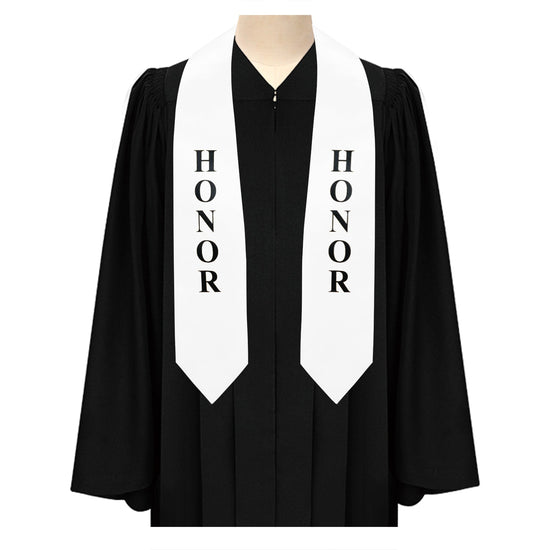 White Honors Graduation Stole/Sash with Classic Tips by Wholesale Grad Supply