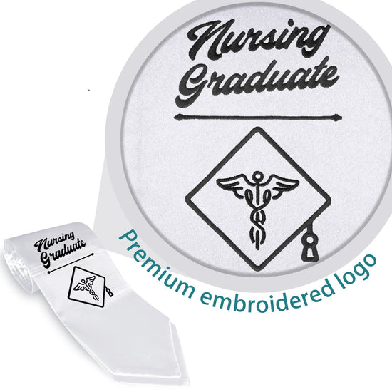 White Nursing Graduate Stole/Sash with Classic Tips by Wholesale Grad Supply