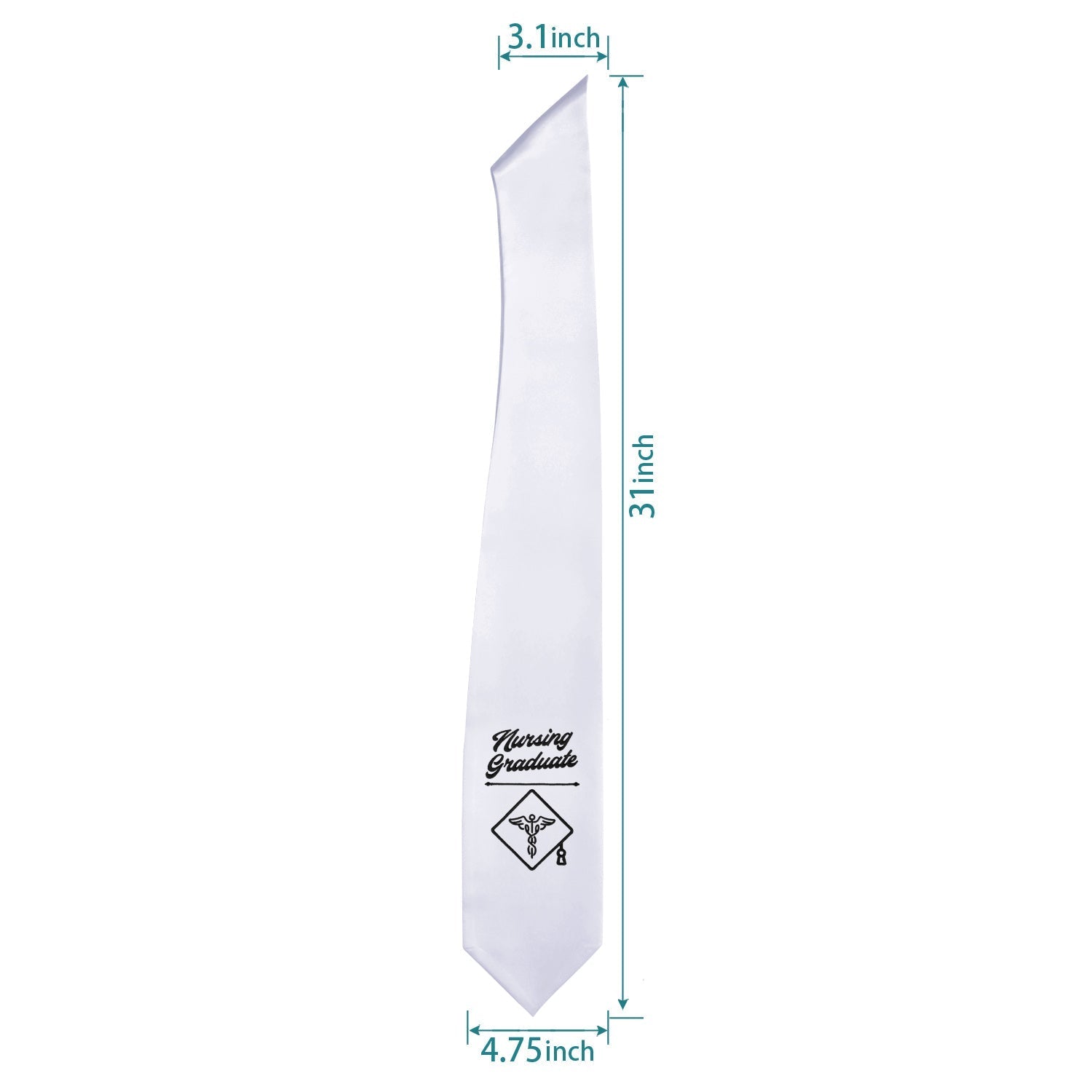 White Nursing Graduate Stole/Sash with Classic Tips by Wholesale Grad Supply
