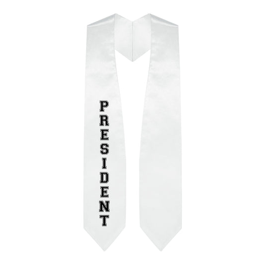 White President Graduation Stole by Wholesale Grad Supply