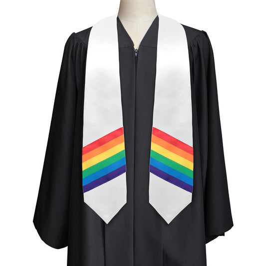 White Rainbow LGBTQ+ Gay Pride Graduation Stole by Wholesale Grad Supply